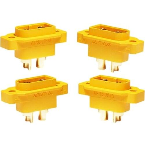 4pcs Amass XT60E1-M Male Plug Battery Connector with Fixable Mounting Hole Nuts Connecting Parts for RC Drone Aircraft Models