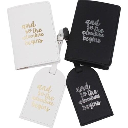 M2EA 4pcs PU Leather Passport Cover with Luggage Tags Holder Case Organizer Card Travel Protector Organizer
