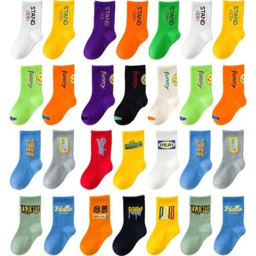5 Pairs Childrens Socks Cartoon Bear Breathable Keep Warm Cotton Socks For Boys and Girls Floor Anti-Skid Socks 1-12Y Kids