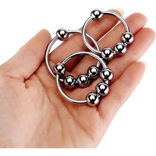 6 Size Steel Penis Rings Male Cock Rings Glans Lock with Beads Cockring For Men Delay Ejaculation Metal Sex toys Tools Adult 18