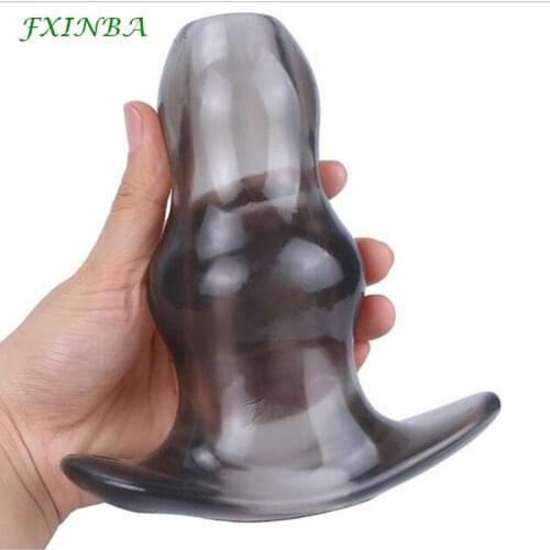 FXINBA 5 Sizes Hollow Anal Plug Soft Speculum Huge Anal Butt Plug Dilator Enema Massager Sex Toys for Woman Men Sex Products