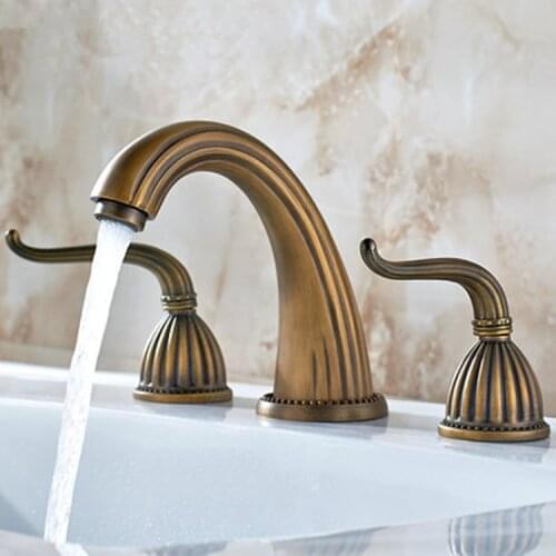 Antique Copper Basin Faucets Three Sets Of Faucet Three Holes Split Faucet Hot And Cold Water Bathroom Sink Faucets Mixer Taps