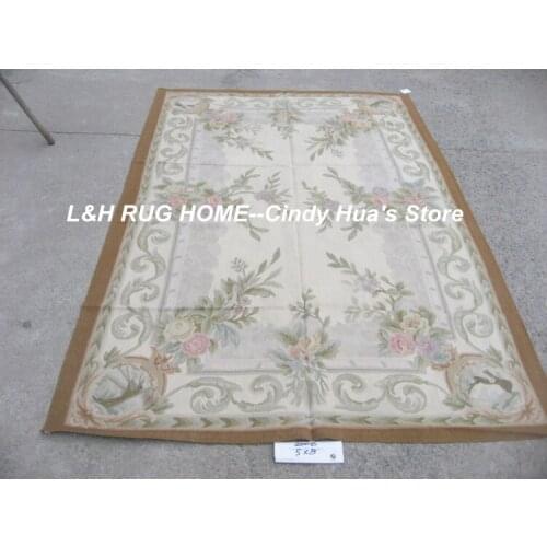 Free Shipping 5'X8' French Woolen Aubusson rug handmade 100% New Zealand wool rugs and carpets roses