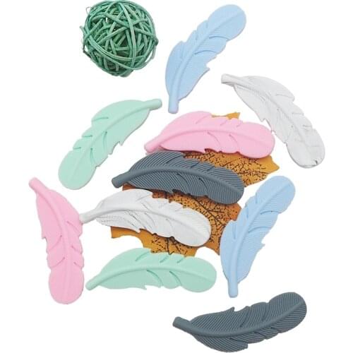 Chenkai 10PCS BPA Free Silicone Feather Teether Sensory Chewable Teething Food Grade For DIY Infant Sensory Toys and gifts