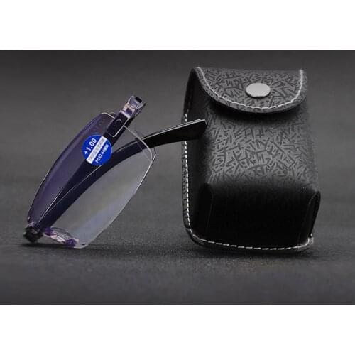 !!Two Pairs!! Foldable Portable Reading Glasses Women Men Nose Pad Rimless high Quality Frame Anti Blu Anti Fatigue +0.75 To +4