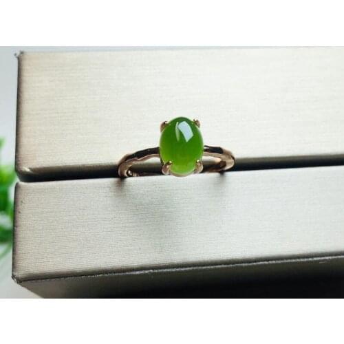 Beautiful Natural Green Jasper Jade Ring with 925 Silver Woman Mans Lucky Charm Gift Jewelry