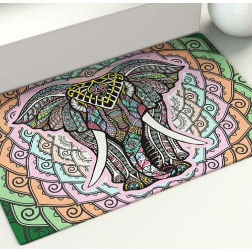 Mandala Elephant Floor Mat Home Large Area Anti-Slip Rugs Bedroom Livingroom Decoration Bathroom Printed Doormat Hallway Carpets