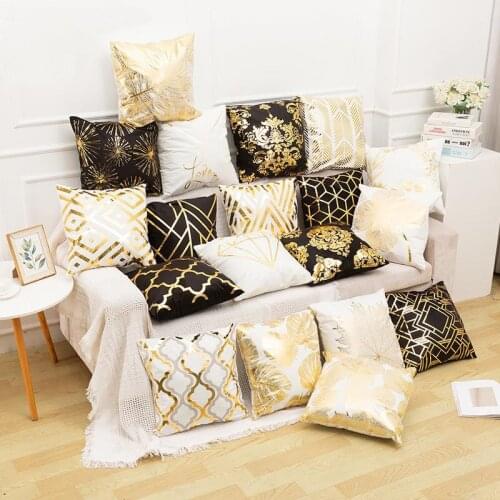 Fashion Nordic Style Pillowcase Leaf Geometry Super Soft Bronzing Pillowcove sofa Bedside Cushion Square Pillow Case