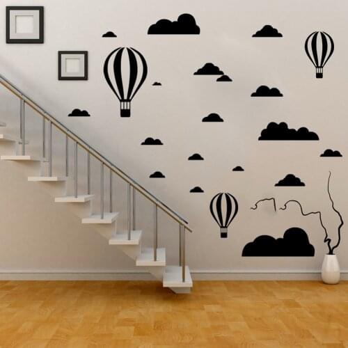 Clouds Hot Air Balloon Wall Sticker Home Decoration For Kitchen Bedroom Kids Room Porch Art Mural Self-adhesive Vinyl Wall Decor