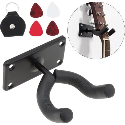 Wall Mount Guitar Hanger Hook Holder Metal Covered Soft Sponge Coat with Guitar Picks Case for Guitar / Mandolin / Ukulele