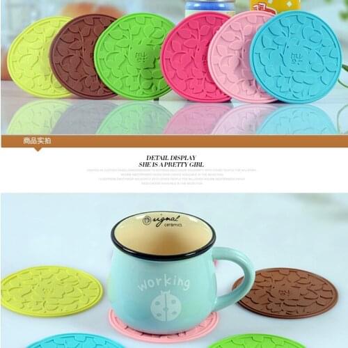 Coasters cup mat pot holder silica gel waterproof circle heat pad placemat 12pc / lot FREE SHIPPING