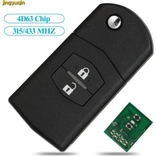 Jingyuqin Remote Flip Car Key Control 315/433MHZ 4D63 Chip For Mazda 3 M3 Axela 6 M6 Atenza 41797 41528 41521 41840 2 Buttons