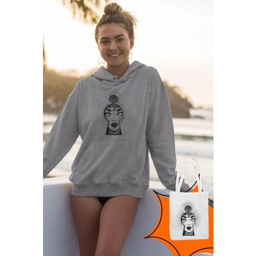 Angemiel Wear Lock Eye Gray Women 'S Hooded Sweatshirt Bags Kombin