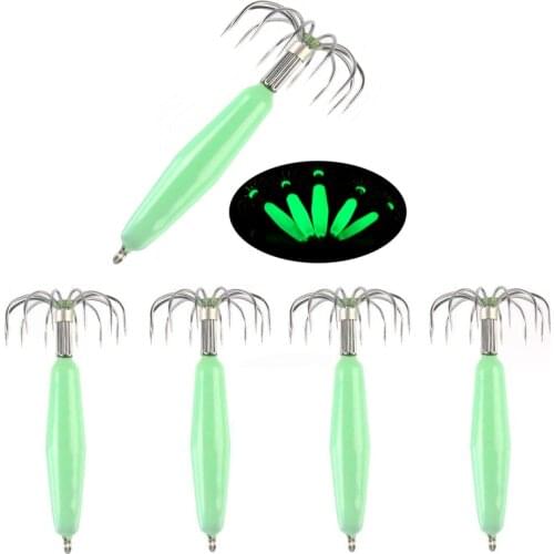 1pcs Luminous Squid Lure Jig Octopus Fishing Lures Jigs Artificial Bait Cuttlefish Baits Fishing Jigging Hooks Tools