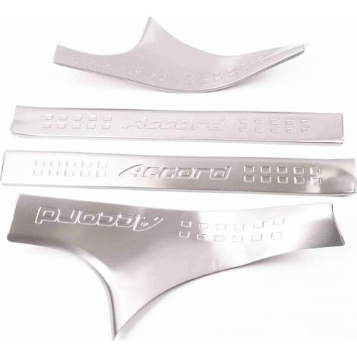 Stainless Steel Inner Outer Door Sill Scuff Plate Guard Sills Protector Trim For Honda Accord 2013-2017