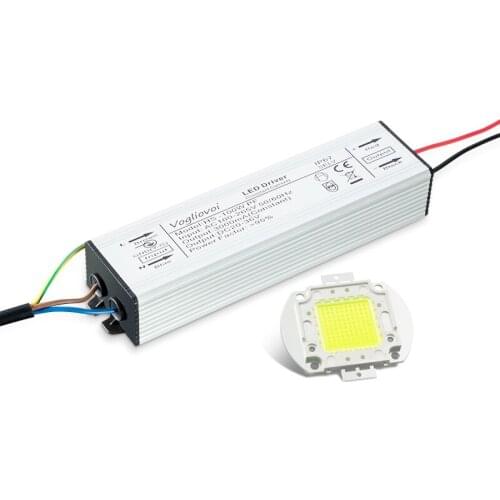 Vogliovoi Full Power Set Transformer 100W AC85-265V Waterproof Slim Aluminum + 30MIL 3500K 6500K LED Chip For Bulb Hightbay