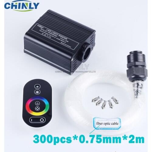 Fiber Optic Light 16W RGBW Touch RF Remote LED Star Light 300pcs 2M Optical Fiber Cable for Hotel Ceiling Kids Room Decoration