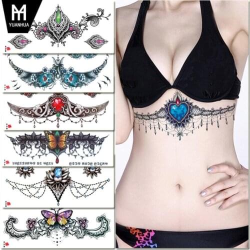 Dark Rose Flower Temporary Tattoos for Women Tattoo Sticker 3D Summer Style Body Chest Neck Art Waterproof Arm Fake Tatoo T1811