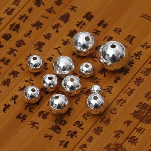 High Quality Round Ball Silver Color Loose Beads 2/3/4/5/6/7/8/9/10/12/14mm for DIY Fashion Charm bracelet Jewelry
