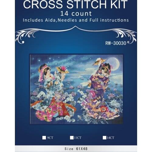 Top Quality Lovely Hot Sell Counted Cross Stitch Kit Old World Holiday Ornaments Similar DMC RW-30030 Girl with flowers