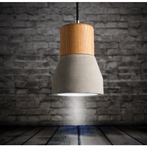 Japanese Style Wood Art Droplight Modern Cement LED Pendant Light Fixtures For Dining Room Bar Hanging Lamp Indoor Lighting