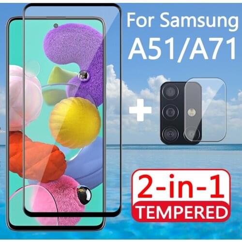 2in1 A 51 71 2019 Protective Glass and Camera Lens For Samsung Galaxy A71 A51 Screen Protector 9H Case antiscratch Tempered Glas