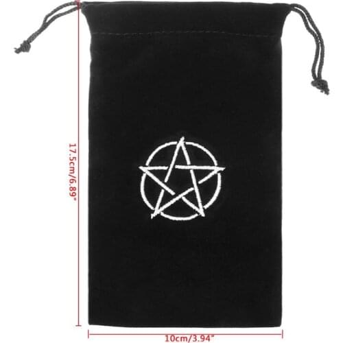 1pc Velvet Tarot Storage Bag Board Game Card Bag Pentagram Embroidery Drawstring Package Accessories