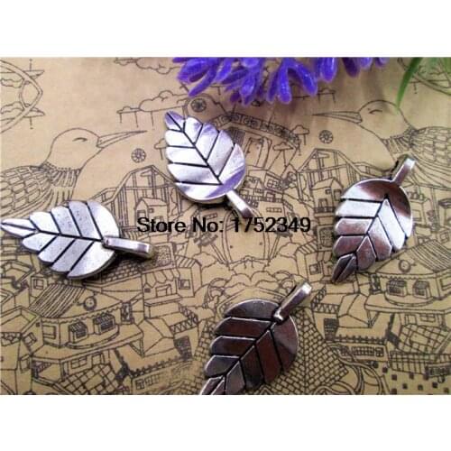 20pcs-- Leaf charms, Antique Tibetan silver Leaf Charm Pendant 19x9mm