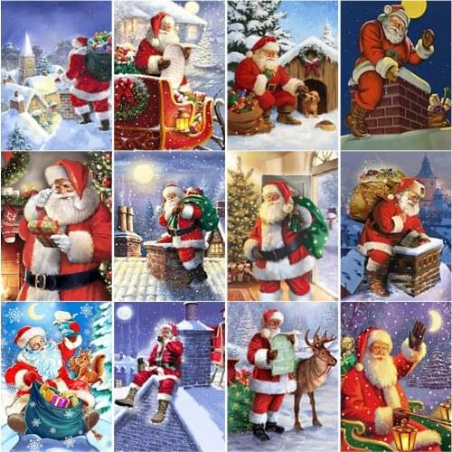 New 5D DIY Diamond Painting Santa Claus Diamond Embroidery Cross Stitch Full Square Round Drill Christmas Gift Crafts Home Decor