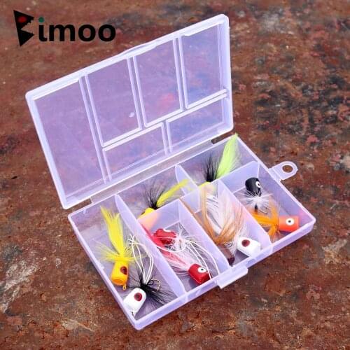 Bimoo 10pcs #6 Topwater Panfish Popper Fly Fishing Poppers Artifical Bait White Red Black Brown Orange Pink Yellow