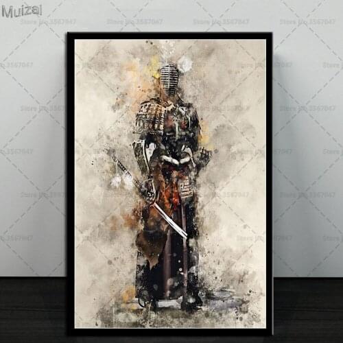 Armored Samurai Bushido Japan Hot Poster Canvas Painting Posters and Prints Wall Art Picture for Living Room Home Decor