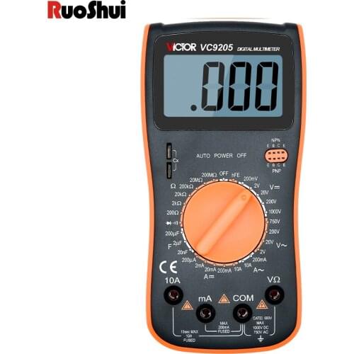 RuoShui Digital Multimeter 9205 High Precise Meter Back light AC/DC Ammeter Current Volt Ohm Frequency Diode Temperature Testers