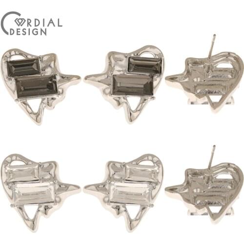 Cordial Design 50Pcs 19*20MM Earring Accessories/Rhinestone Earring Stud/Irregular Shape/Jewelry Finding & Components