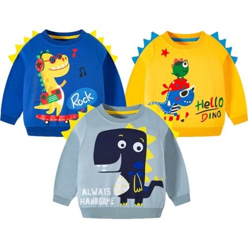Children Autumn Clothing Boys Dinosaur Print Sweatshirts Baby Boys Long-sleeved Tops Kids Kawaii Clothing 2-8 Years