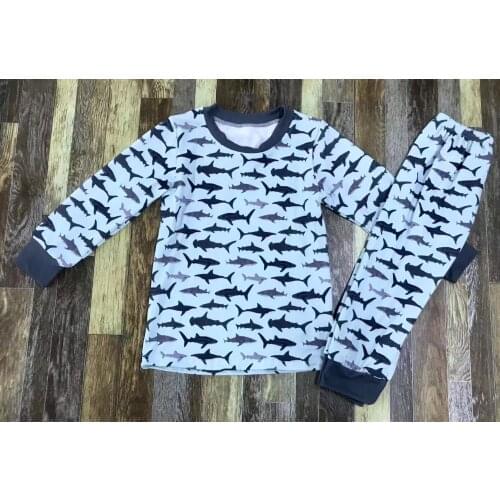 Childrens boutique cartoon animal print shark turtle farm cow pajama set