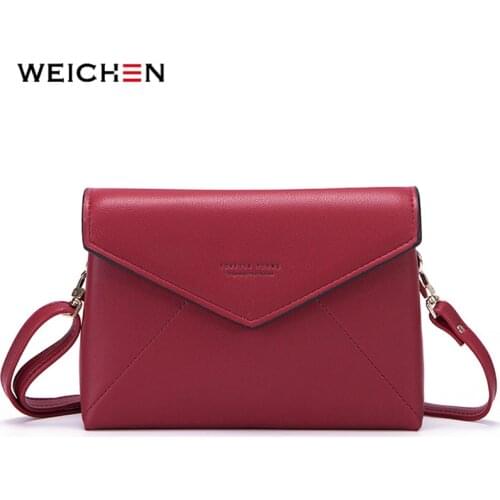 WEICHEN Envelope Design Women New Mini Shoulder Bag Burgundy Ladies Messenger Bag Female Small Crossbody Purse Bolsa Handbags