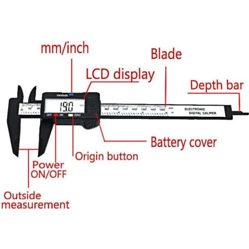 New Arrival 150mm 6 inch LCD Digital Electronic Carbon Fiber Vernier Caliper Gauge Micrometer Measuring Tool QST008