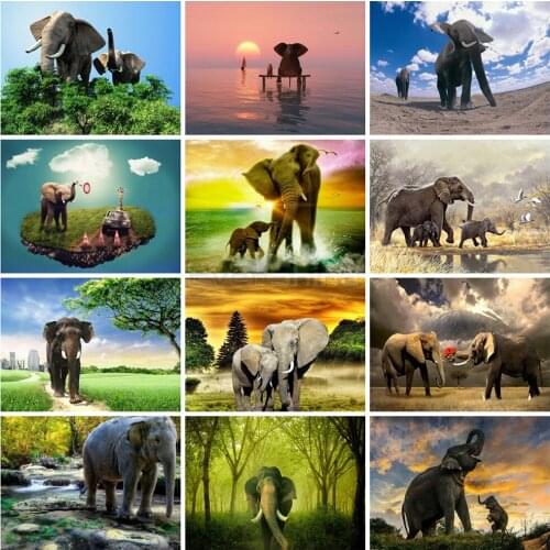 EverShine Diamond Painting Full Square Elephant Cross Stitch Diamond Embroidery Animals Handicraft Art Bed Picture Kits Gift