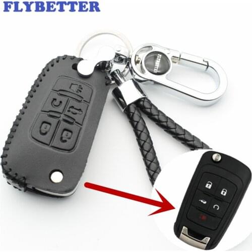 FLYBETTER Genuine Leather 5B Key Case Cover For Chevrolet Camaro/Malibu For Buick Regal For Opel Vauxhall Car Styling (B) L2192