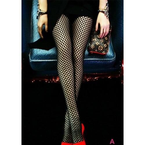 FT011 1/6 Scale Female Figure Accessory Sexy Black Long Fishnet Socks Ultra-thin Elastic Stockings For 12'' Figure Body