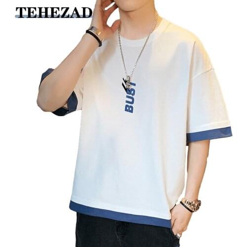 Mens T-Shirt 2021 Spring and Summer O-Neck Loose Casual 100% Cotton Letter Printed Patchwork Oversized Short-Sleeved Women