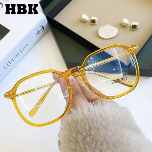 HBK 2021 New Arrivals Square Anti Blue Light Glasses Oversized Big Frame For WOmen Men TR90 Retro Reading Myopia Glasses UV400
