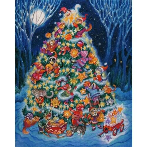 JMINE Div 5D christmas tree moon Full Diamond Painting cross stitch kits art High Quality Scenic 3D paint by diamonds