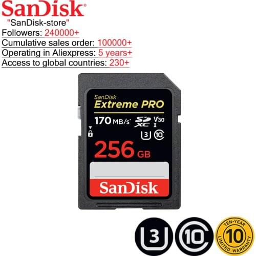 SanDisk Extreme PRO SD Card 32GB SDHC 95MB/S 64GB 128GB 256GB SDXC UHS-I U3 Class10 170MB/S Flash Memory Cards SD Memory Card