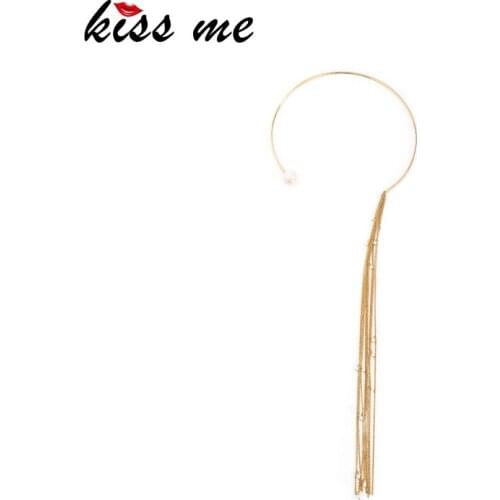 Kissme Exquisite Acrylic Pearl Hyperbole Long Chains Tassel Torques For Women Gifts Two-color Brass Fashion Jewelry Dropshipping