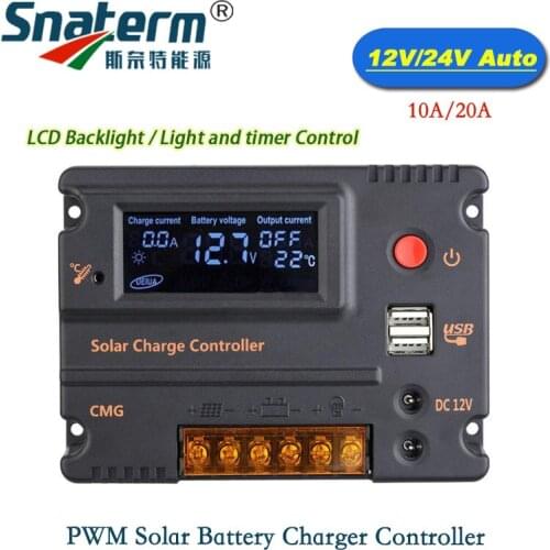 20A 10A Solar Charge Controller Solar Panel Battery Regulator Auto Switch Solar Controller Temperature Compensation 12V/24V