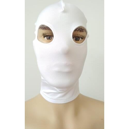 White color Adult unisex Zentai Costumes Party Halloween Masks Cosplay Costumes Lycra Mask open eyes