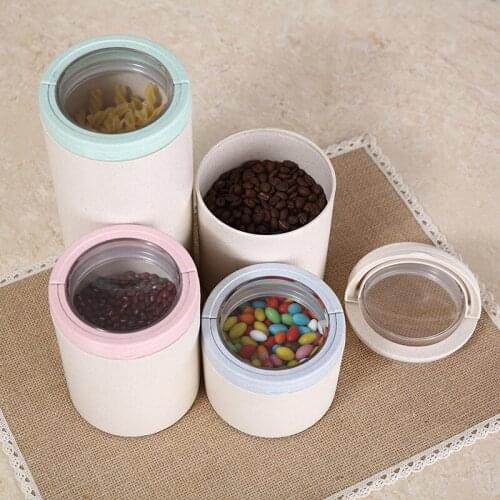 Kitchen Storage Box Bamboo Fiber Sealed Jar Containers with Lid Coffee Sugar Tea Food Grain Candy Cans Home Organizer Supplies