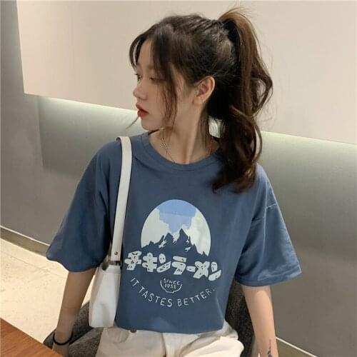 Summer new short T-shirt female Japanese comics print short-sleeved T-shirt tide college style