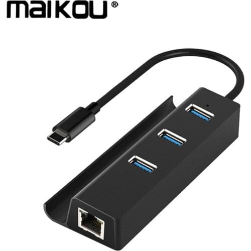 Maikou High speed 3 Ports USB 3.0 Hub 10/100/1000 Mbps To RJ45 Gigabit Ethernet LAN Wired Network Adapter Converter whit support